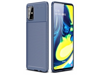 Samsung Galaxy A71 Carbon Design Hülle TPU Case flexibel blau