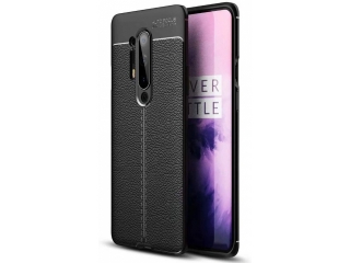 OnePlus 8 Pro Leder Design Gummi Hülle TPU Cover schwarz