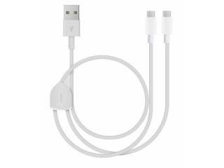 2-in-1 Doppel Dual USB-C Ladekabel für zwei Smartphones - weiss