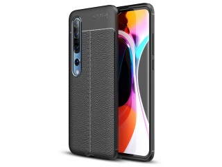 Xiaomi Mi 10 Pro Leder Design Gummi Hülle TPU Cover schwarz