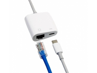 USB-C auf Ethernet Adapter mit Charge-In für Smartphones & Tablets