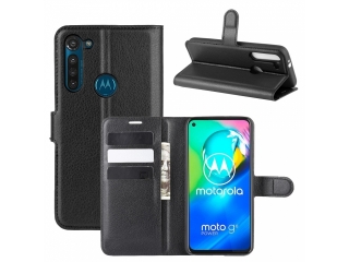 Motorola Moto G8 Power Lederhülle Portemonnaie Karten Etui schwarz