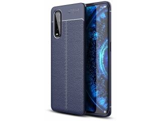 Oppo Find X2 Leder Design Gummi Hülle TPU Cover blau