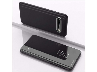 LG V60 ThinQ 5G Flip Cover Clear View Case transparent schwarz