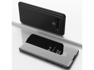 LG K61 Flip Cover Clear View Case transparent schwarz