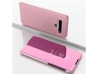 LG K61 Flip Cover Clear View Case transparent rosa
