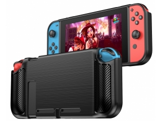 Nintendo Switch Carbon Gummi Hülle TPU Case Cover flexibel schwarz