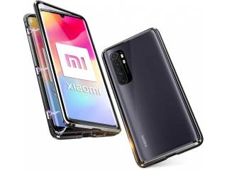 Xiaomi Mi Note 10 Lite Alu Magnetic Glass Case Panzerglas Vorne & Hinten schwarz