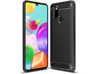 Samsung Galaxy A21s Carbon Gummi Hülle TPU Case schwarz