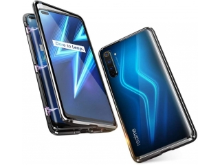 Realme 6 Pro Alu Magnetic Glass Case Panzerglas Vorne & Hinten schwarz