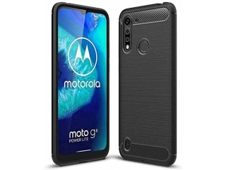 Motorola Moto G8 Power Lite Carbon Gummi Hülle TPU Case schwarz