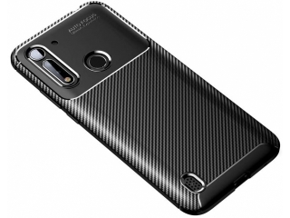 Motorola Moto G8 Power Lite Carbon Design Hülle TPU Case flexibel schwarz