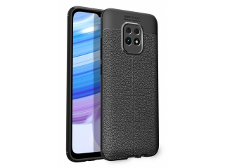 Xiaomi Redmi 10X 5G Leder Design Gummi Hülle TPU Cover schwarz