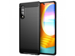 LG Velvet Carbon Gummi Hülle TPU Case schwarz