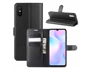 Xiaomi Redmi 9A Lederhülle Portemonnaie Karten Etui schwarz