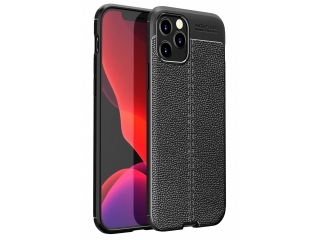 Apple iPhone 12 Pro Max Leder Design Gummi Hülle TPU Cover schwarz