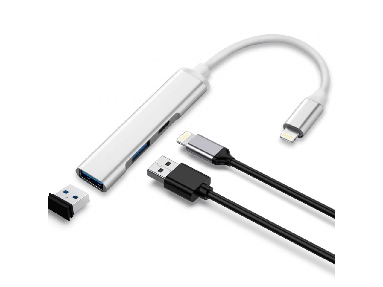 Lightning auf 3in1 USB Kamera Adapter mit Aufladen und 2x USB Ports