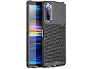 Sony Xperia 5 II Carbon Design Hülle TPU Case flexibel schwarz