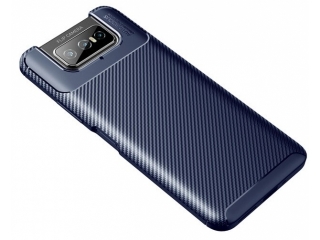 Asus Zenfone 7 / 7 Pro Carbon Design Hülle TPU Case flexibel blau