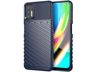 Motorola Moto G9 Plus SpaceCase Stripes Impact-Resistant Hülle blau