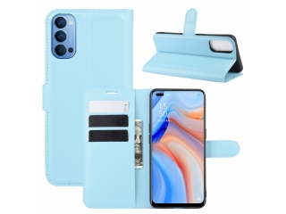 Oppo Reno4 5G Lederhülle Portemonnaie Karten Etui hellblau