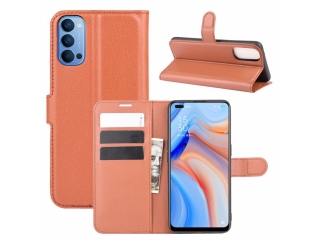 Oppo Reno4 5G Lederhülle Portemonnaie Karten Etui braun