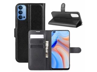 Oppo Reno4 5G Lederhülle Portemonnaie Karten Etui schwarz