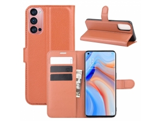 Oppo Reno4 Pro 5G Lederhülle Portemonnaie Karten Etui braun