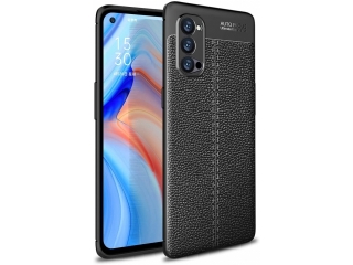 Oppo Reno4 Pro 5G Leder Design Gummi Hülle TPU Cover schwarz