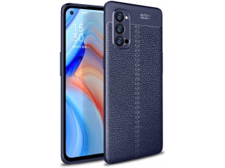 Oppo Reno4 Pro 5G Leder Design Gummi Hülle TPU Cover blau