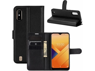 Wiko Y81 Lederhülle Portemonnaie Karten Etui schwarz