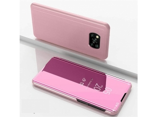 Xiaomi Poco X3 Flip Cover Clear View Case transparent rosa