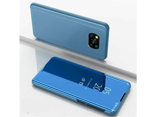 Xiaomi Poco X3 Flip Cover Clear View Case transparent blau