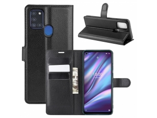 Wiko View 5 Plus Lederhülle Portemonnaie Karten Etui schwarz