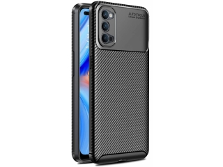 Oppo Reno4 5G Carbon Design Hülle TPU Case flexibel schwarz