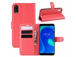 Wiko Y80 Lederhülle Portemonnaie Karten Etui rot