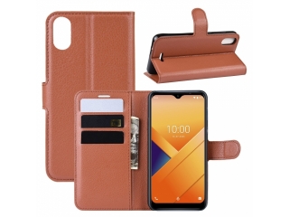 Wiko Y81 Lederhülle Portemonnaie Karten Etui braun