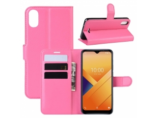 Wiko Y81 Lederhülle Portemonnaie Karten Etui pink