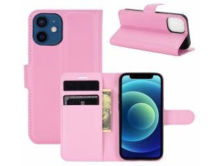 Apple iPhone 12 mini Lederhülle Portemonnaie Karten Etui rosa