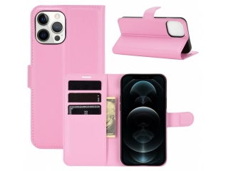 Apple iPhone 12 Pro Lederhülle Portemonnaie Karten Etui rosa