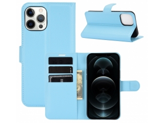Apple iPhone 12 Pro Lederhülle Portemonnaie Karten Etui hellblau