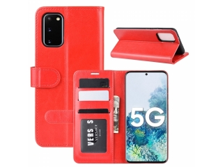 Samsung Galaxy S20 FE Hülle Portemonnaie Ledertasche rot glanz
