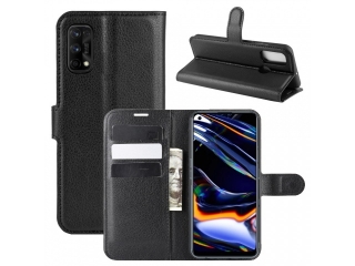 Realme 7 Pro Lederhülle Portemonnaie Karten Etui schwarz