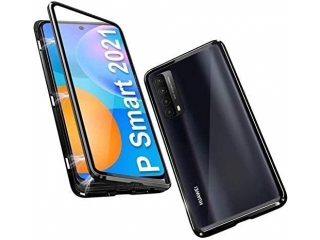 Huawei P Smart 2021 Alu Magnetic Glass Case Panzerglas Vorne & Hinten schwarz