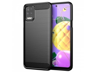 LG K52 Carbon Gummi Hülle TPU Case schwarz