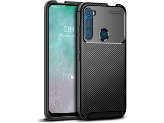 Motorola One Fusion+ Carbon Design Hülle TPU Case flexibel schwarz