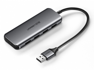 UGREEN 4-Fach USB 3.0 Hub mit MicroUSB Stromversorgung spacegrau