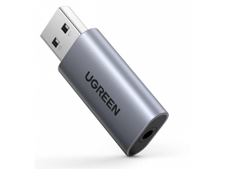 UGREEN USB 2.0 auf 3.5mm Audio Adapter USB Soundkarte Stick schwarz