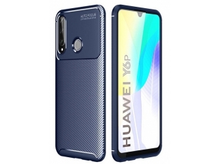 Huawei Y6p Carbon Design Hülle TPU Case flexibel blau