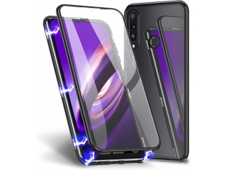 Huawei Y6p Alu Magnetic Glass Case Panzerglas Vorne & Hinten schwarz